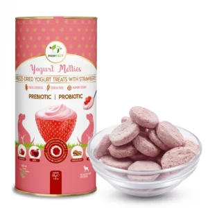 Pawfect - Snacks FRESH FREEZE DRIED Yogurt Melties (Simbióticos: Pre & probióticos ) 🥛🍓- Yogurte, Morangos, maçã, raiz bardana e papaya. INOVADOR! PAWFECT