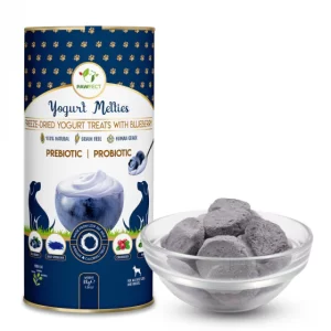Pawfect - Snacks FRESH FREEZE DRIED Yogurt Melties (Simbióticos: Pre & probióticos ) 🥛🫐 - Yogurte, mirtilos, espirulina azul, cranberries e menta INOVADOR! (super concentrado) PAWFECT